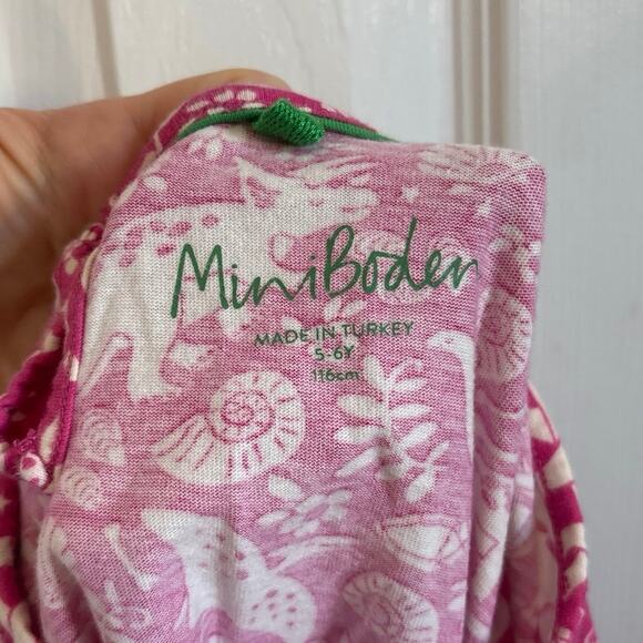 Mini Boden Pink and White Dinosaur Print Dress - Picture 7 of 9